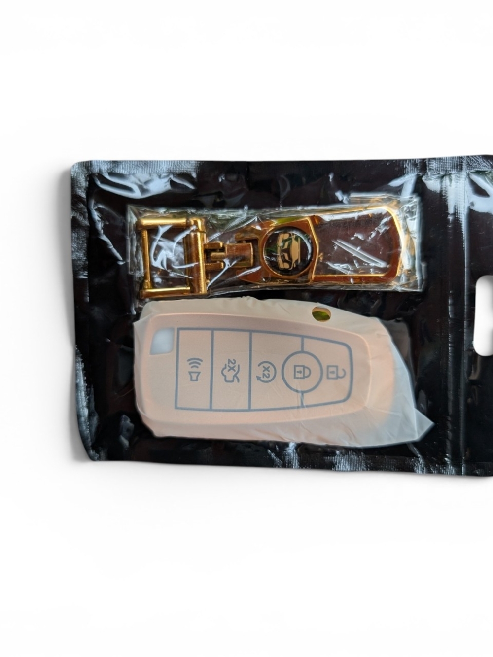 Gold Key Fob Case with White Silicone Cover